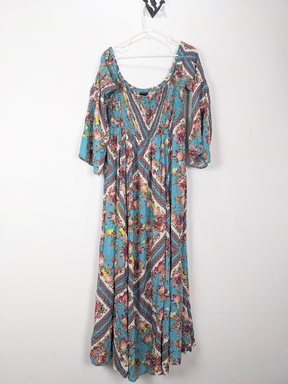 Torrid Dress Size 1X Smocked Bodice Maxi Dress Lined Off the shoulder